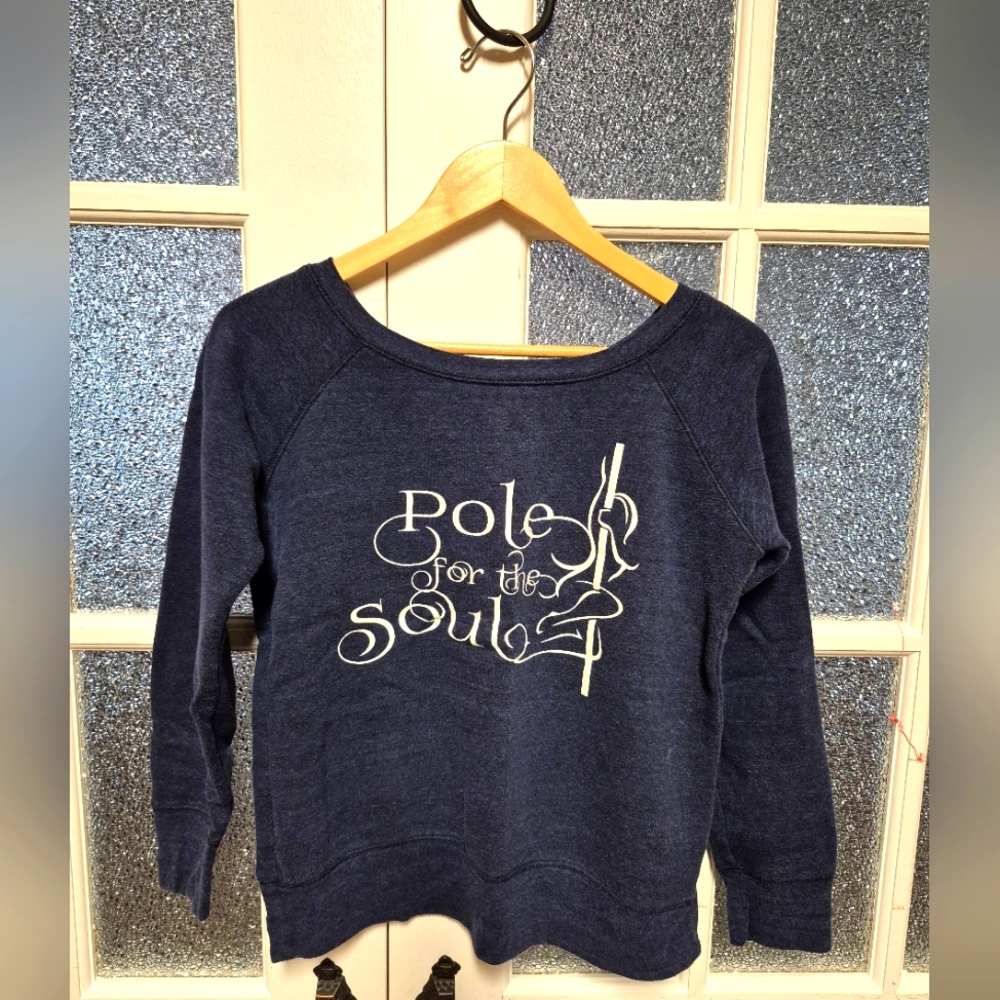 Blue Navy Sweatshirt off shoulder Pole for the Soul size small